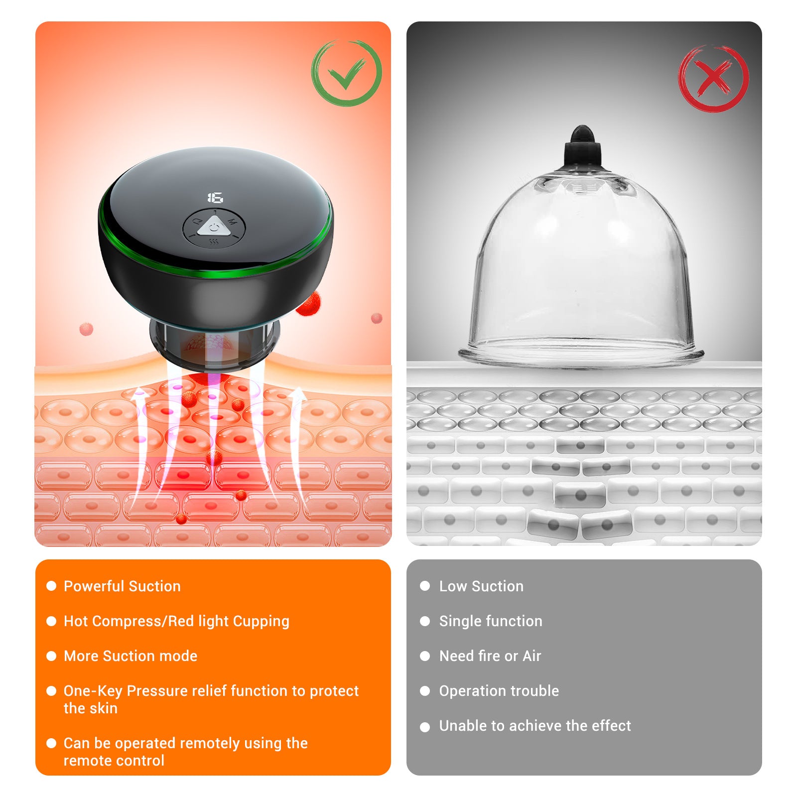 Remote Control Intelligent Cupping Device Electric Gua Sha Scraping Massager